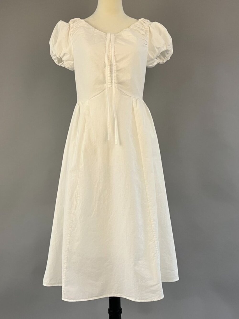 Women's Puff Sleeve Midi Dress In White Size S
